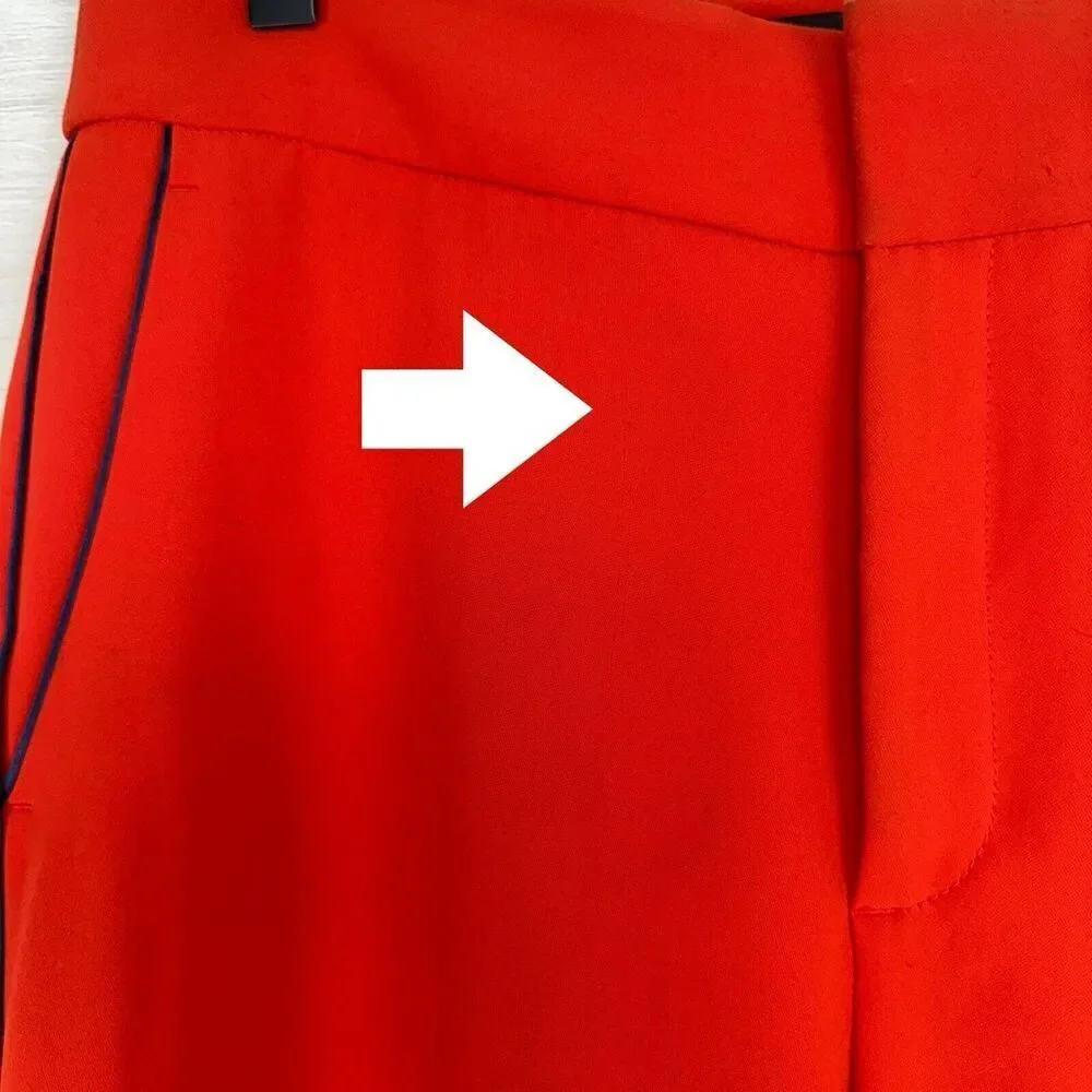 Banana Republic Wide Leg Trouser Pants Women 6 Orange High Rise Split Hem Office